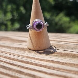 Purple and Silver Wire Wrapped Ring